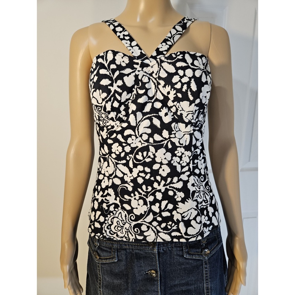 White House Black Market Floral Bustier Top Structured Boning Women 6